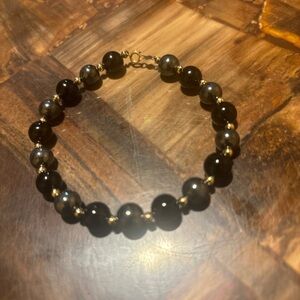 14k gold Onyx bead bracelet
